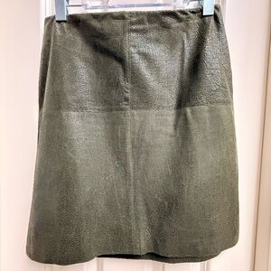 Elegant Olive Leather Mini Skirt
